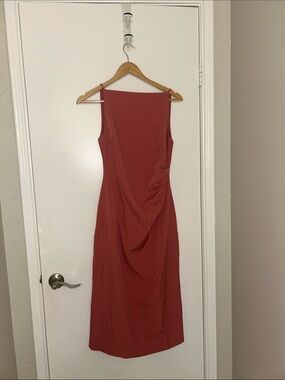 Sleeveless Midi Dress in Rust Red by